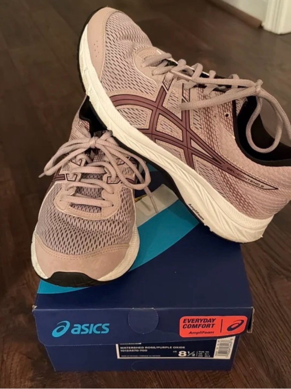 ASICS Everyday Comfort AmpliFoam Gel-Contend 6 in Watershed Rose/Purple Oxide